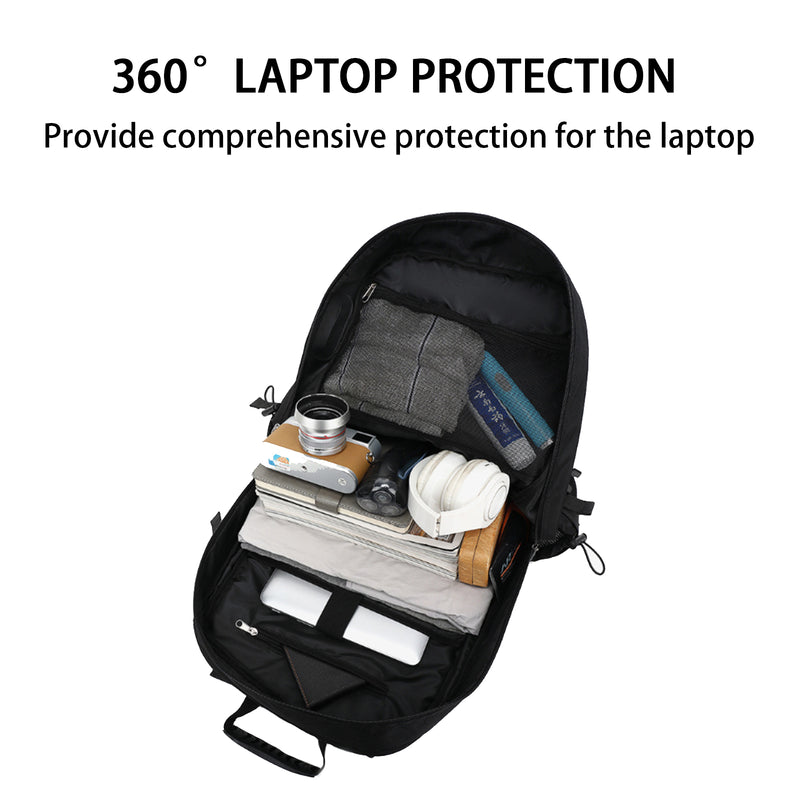 Travel Laptop Backpack, Business Durable Laptops Backpack with USB Charging Port, Water Resistant Hiking Backpack Computer Bag Gift for Men & Women Fits 17 Inch Notebook, Black