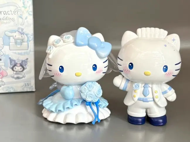 3D Printed Wedding ceremony, bride and groom in wedding dresses, Hello Kitty kitty