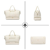 Travel Duffel Bags for Women,Weekender Overnight Bag with Shoe Pouch Large Carry On Bag Travel Tote Duffel Bag for Women (Beige)