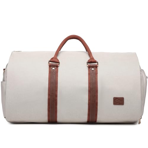 Convertible Garment Bags for Travel,Carry On Garment Bag for Women PU Leather Duffle Bag with Shoe Pouch-2 in 1 Hanging Suitcase Suit Bag for Women Travel Duffle Bags Garment Bag Gifts