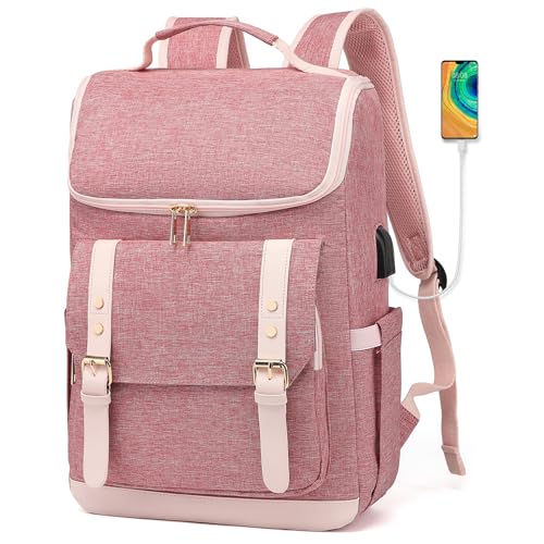 seyfocnia Laptop Backpack for Women,17 inch Women's Backpack With USB Charging Port Backpack with Laptop Compartment Work Tote Bags Travel College Bag Backpack,Red