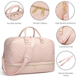 Travel Duffle Bag,Sports Bag 3Pcs Set Carry On Duffel Bag with Shoe Compartment Hospital Bag Workout Bag Personal Item Bag for Airlines Yoga Bag for Women,Pink