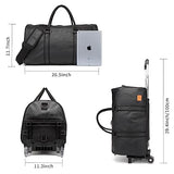 Rolling Duffel Bags with Wheels,Waterproof Duffle Bags with Removable Rollers Carry on Duffel Bag with Wheels Leather Duffle Bags with Shoes Compartment for Men and Women Black