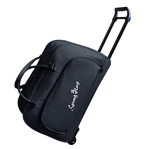 Rolling Duffle Bag with Wheels,Travel Bag with Wheels Roller Carry on Duffle Bag Wheeled Duffel Luggage Overnight Bags Weekender Bags for Women Men-Black