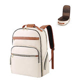 seyfocnia Travel Backpack for Women, 40L Carry On Backpack Airline Approved, 17.3 Inch Computer Laptop Bag Large Waterproof Personal Item Bag with USB Charging Port Work Backpacks (White Brown)