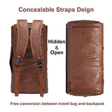 Carry On Garment Backpack, Waterproof Mens Garment Bag for Travel Duffle Bag Business, Leather Duffel Bag with Shoe Compartment -Brown