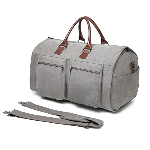 Convertible Travel Garment Bag,Carry on Garment Duffel Bag for Men Women - 2 in 1 Hanging Suitcase Suit Business Travel Bag Grey