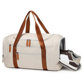 Travel Duffle Bags for Women 40L Medium Sports Gym Bag with Shoes Compartment Lightweight Weekender Overnight Duffel Bags for Traveling Carry on Duffel Bag for Women Beige