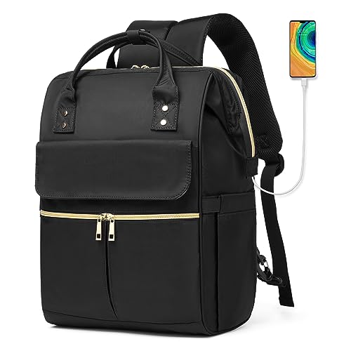 seyfocnia Laptop Backpack for Men,15.6 Inch Computer Bags for Laptops for Men Travel Backpack Purse Nurse Teacher Backpack College Work Bags Waterproof Laptop Backpack for Women with USB Port,Black