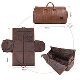 Carry On Garment Backpack, Waterproof Mens Garment Bag for Travel Duffle Bag Business, Leather Duffel Bag with Shoe Compartment -Brown