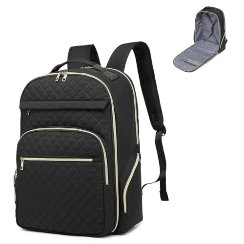 seyfocnia Travel Backpack for Women, 17.3 Inch Carry On Backpack with USB Port as Personal Item Flight Approved, Fashion Work Laptop Bag Waterproof Backpacks Casual Daypacks (Black)