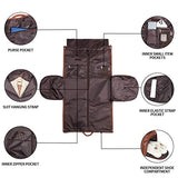 Rolling Garment Bag, Roller Duffle Bag with Wheels Rolling Garment Bags for Travel 3 in 1 Garment Bag Carry On Bag Weekender Bags Garment Duffel Bag for Men or Women-Brown