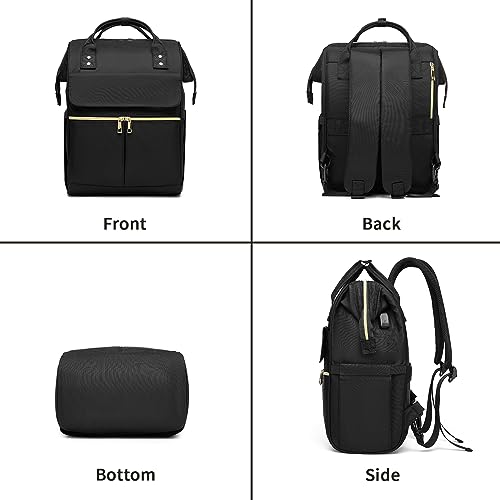 seyfocnia Laptop Backpack for Men,15.6 Inch Computer Bags for Laptops for Men Travel Backpack Purse Nurse Teacher Backpack College Work Bags Waterproof Laptop Backpack for Women with USB Port,Black