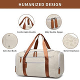 Travel Duffle Bags for Women 40L Medium Sports Gym Bag with Shoes Compartment Lightweight Weekender Overnight Duffel Bags for Traveling Carry on Duffel Bag for Women Beige