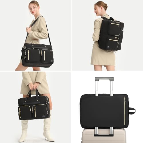 Laptop Bag for Women, 17.3 Inch Computer Backpack Briefcase Messenger Shoulder Work Tote Bag Gifts for Women Office Travel College,Black