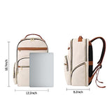 seyfocnia Travel Backpack for Women, 40L Carry On Backpack Airline Approved, 17.3 Inch Computer Laptop Bag Large Waterproof Personal Item Bag with USB Charging Port Work Backpacks (White Brown)