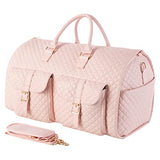 Seyfocnia Carry on Waterproof Garment Bag for Travel Duffle Bag with Shoe Pouch Pink