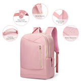 seyfocnia Travel Backpack for Women,17.3 Inch Laptop Backpack Carry On Backpack for Airplanes Computer Backpack for Women Business Backpack with Laptop Compartment Work Bag,Pink