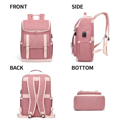 seyfocnia Laptop Backpack for Women,17 inch Women's Backpack With USB Charging Port Backpack with Laptop Compartment Work Tote Bags Travel College Bag Backpack,Red