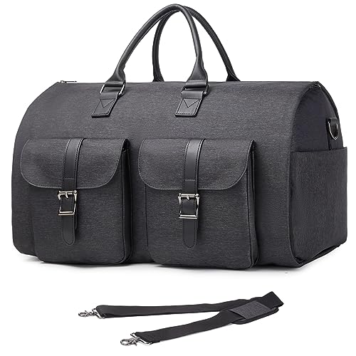 Convertible Travel Garment Bag,Carry on Garment Duffel Bag for Men Women - 2 in 1 Hanging Suitcase Suit Business Travel Bag Dark Grey