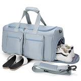 Gym Bag, Weekender Bag for Men Women Travel Duffel Bag with Wet Pocket Large Overnight Bag with Shoe Compartment Carry On Travel Bag Gym Duffle Bag Sports Bag-Blue