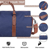 Seyfocnia Carry On Garment Bag, Mens Garment Bag for Travel Business, Large Canvas Duffel Bag with Shoe Compartment -Blue