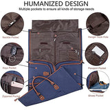 Seyfocnia Carry On Garment Bag, Mens Garment Bag for Travel Business, Large Canvas Duffel Bag with Shoe Compartment -Blue