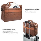 Seyfocnia Mens Laptop Bag,17.3 Inch PU Leather Messenger Bag Water Resistant Business Travel Briefcase, Work Computer Bag Satchel Bag Husband（Brown）