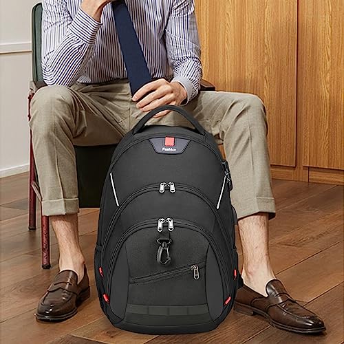 CALLPIONEER Laptop Backpack for Men,Travel Backpack with USB Charging Port Carry on Backpack for Airplanes Casual Daypack Backpacks Business Backpack Computer Work Bag,Black