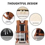 seyfocnia Travel Laptop Backpack for Women, Carry On Work Computer Backpack Flight Approved 17.3 Inch Laptop Bag with USB Charging Port Backpack Casual Daypack Backpacks (White Brown)