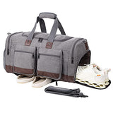 Seyfocnia Travel Bag with Shoe Compartment,Weekender Overnight Bag Waterproof Canvas Large Carry On Bag Travel Tote Duffel Bag for Men or Women