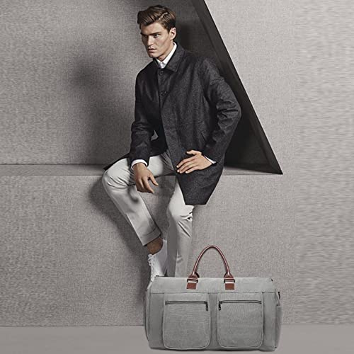 Convertible Travel Garment Bag,Carry on Garment Duffel Bag for Men Women - 2 in 1 Hanging Suitcase Suit Business Travel Bag Grey